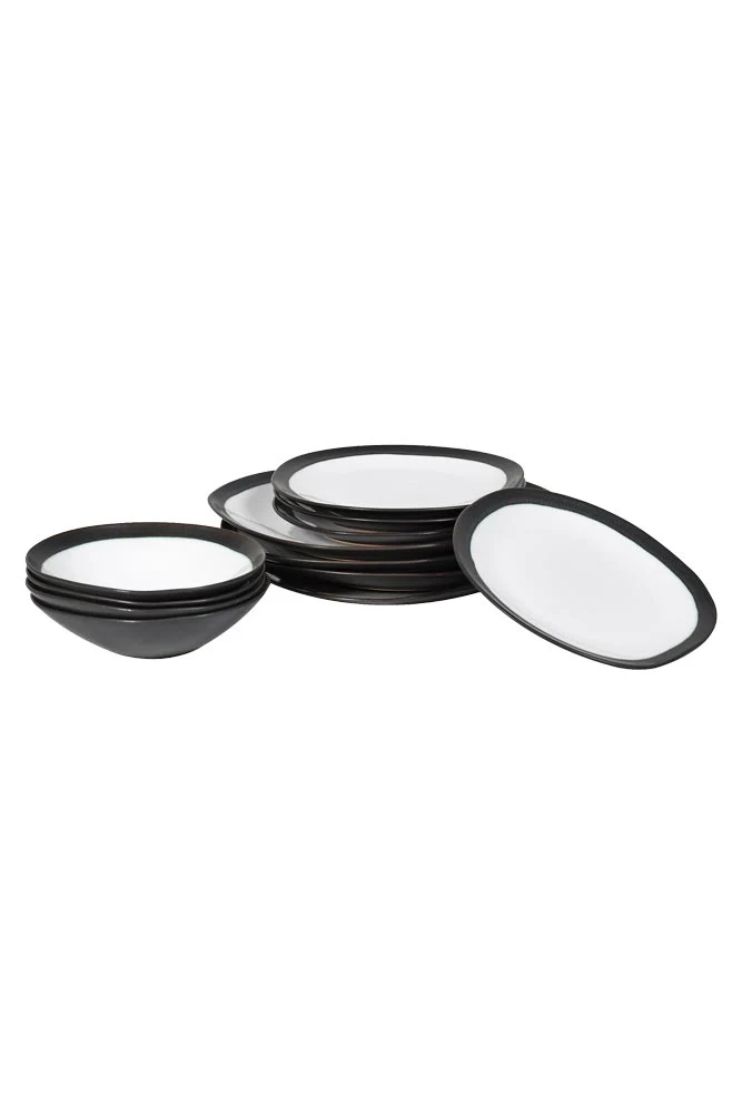 12 Piece Monochrome Handmade Dinner Set - Image 11