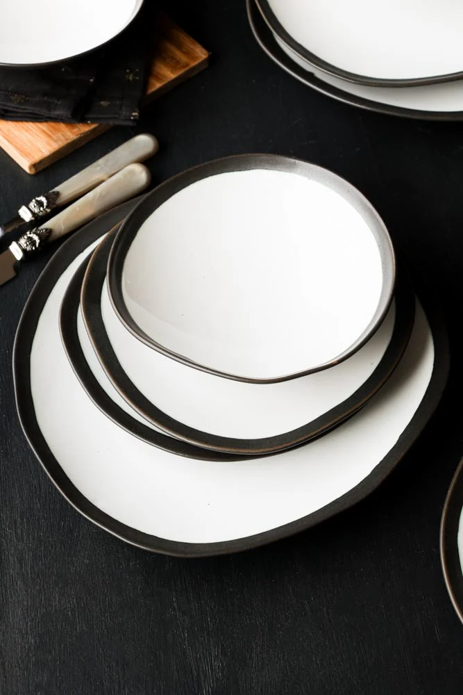 12 Piece Monochrome Handmade Dinner Set - Image 2