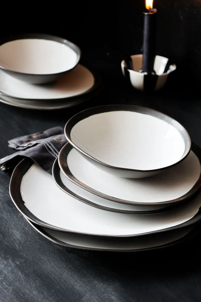 12 Piece Monochrome Handmade Dinner Set - Image 5
