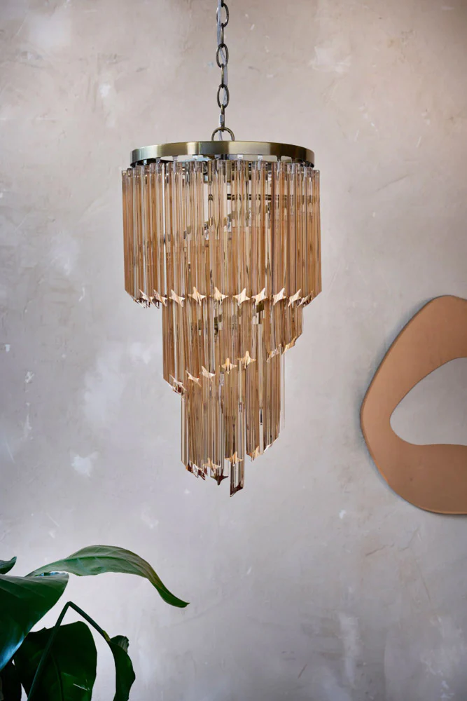 2-Tier Champagne Pink Glass Chandelier - Image 2