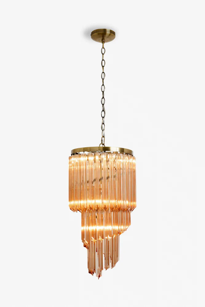 2-Tier Champagne Pink Glass Chandelier - Image 4