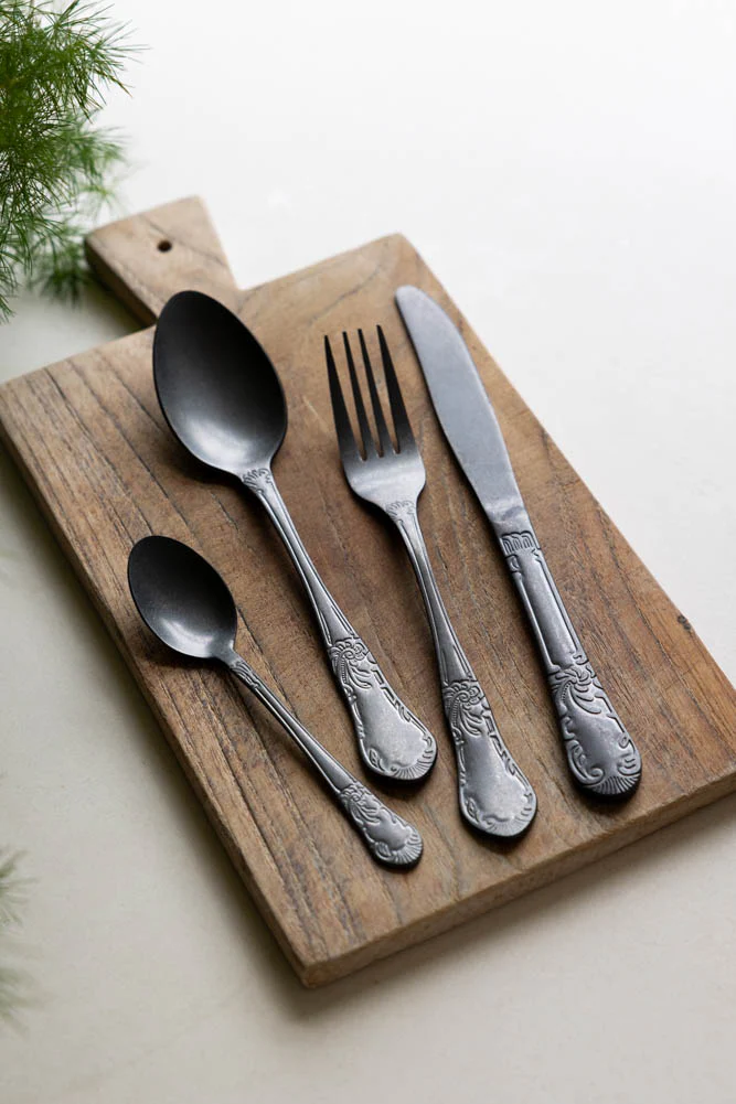 24-Piece Dark Silver Cutlery Set