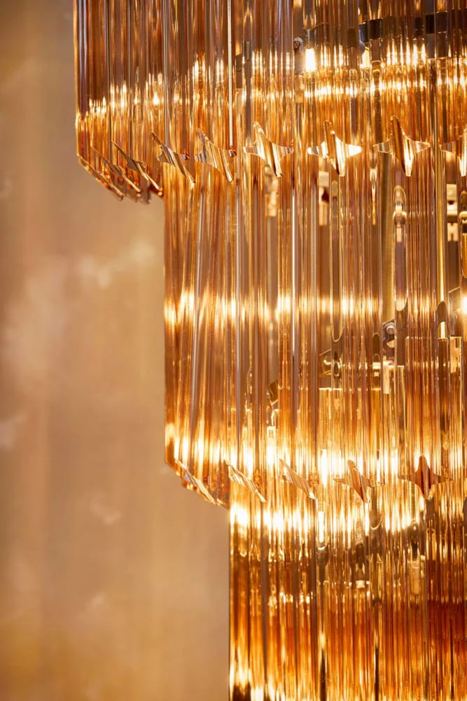 3-Tier Champagne Pink Glass Chandelier - Image 5