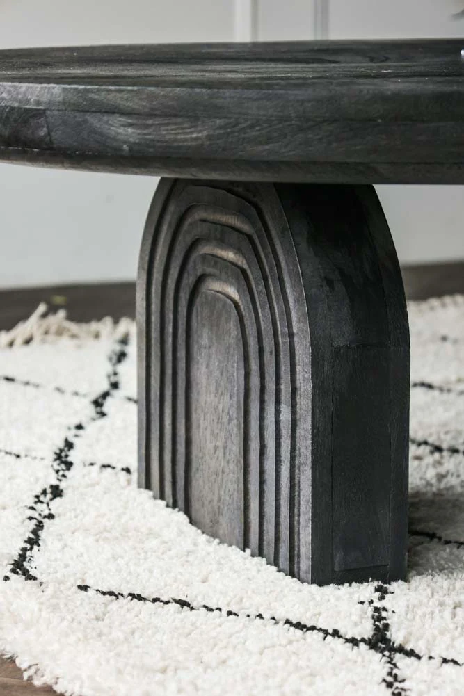 Abstract Black Mango Wood Coffee Table - Image 2
