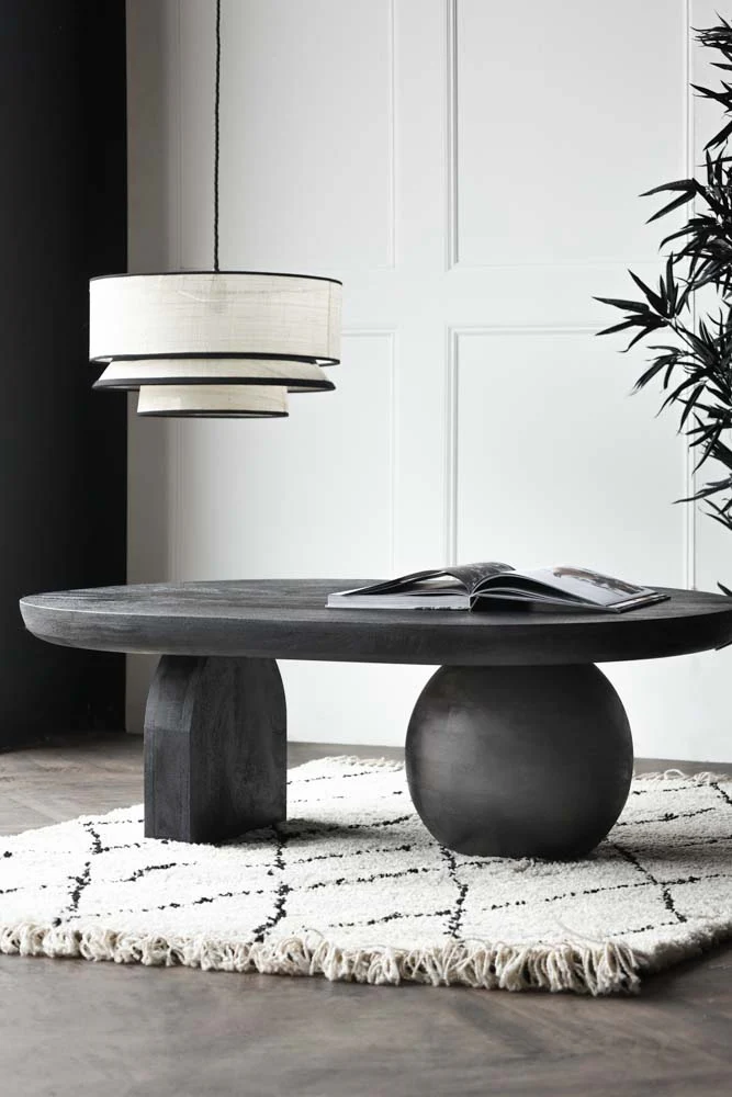 Abstract Black Mango Wood Coffee Table - Image 5