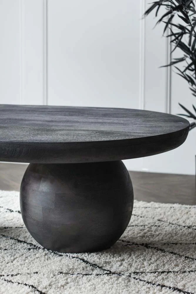 Abstract Black Mango Wood Coffee Table - Image 6