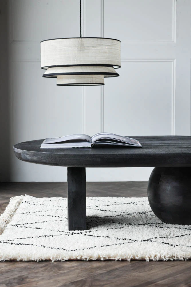 Abstract Black Mango Wood Coffee Table - Image 7