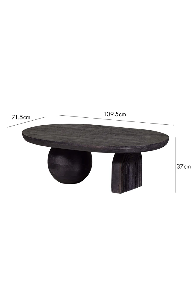 Abstract Black Mango Wood Coffee Table - Image 9