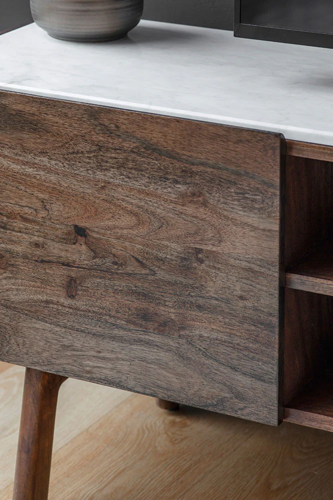 Acacia Wood & Marble TV Unit - Image 2