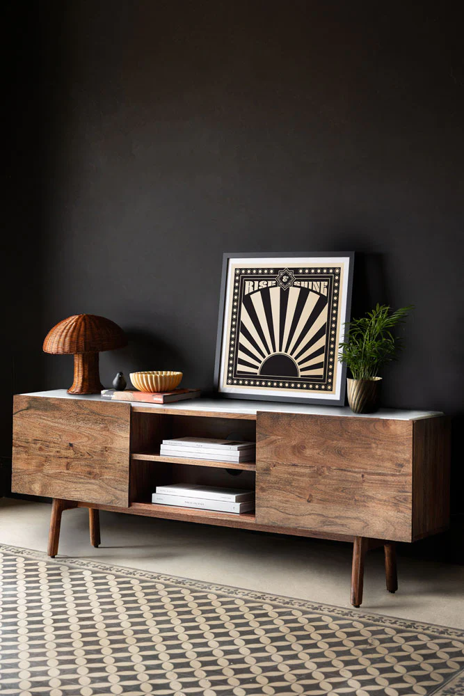 Acacia Wood & Marble TV Unit - Image 3