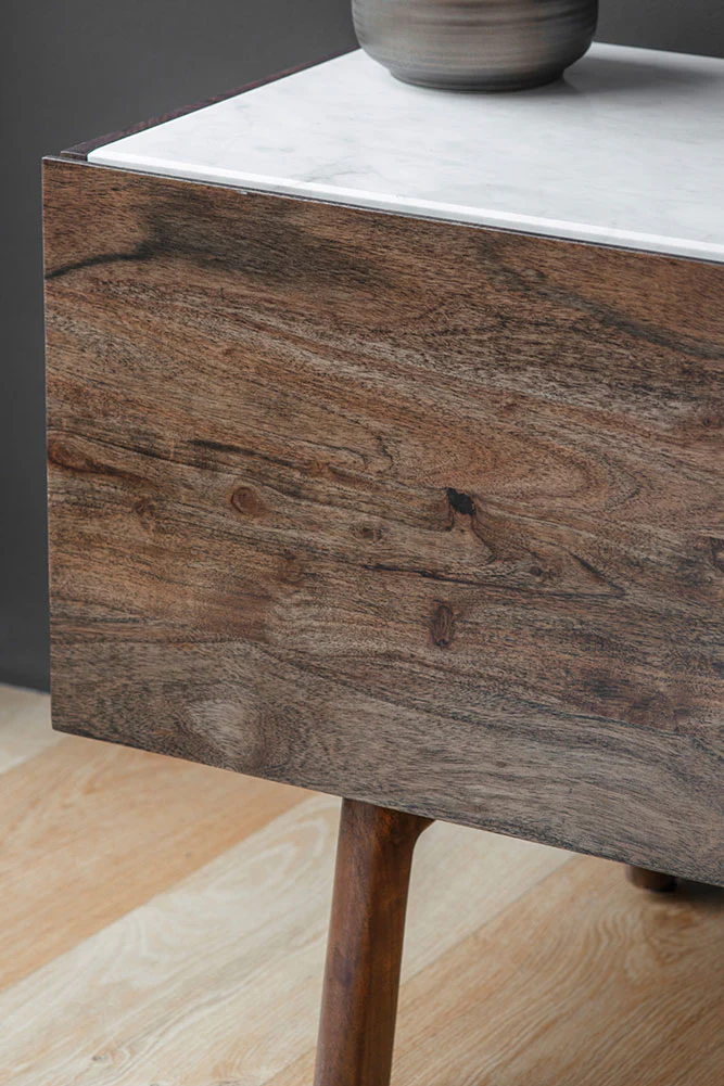 Acacia Wood & Marble TV Unit - Image 4
