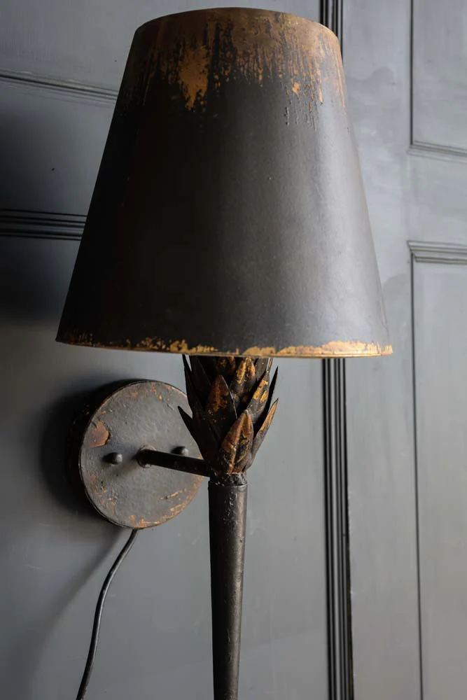 Aged Effect Black & Old Gold Torch Wall Light - Image 10