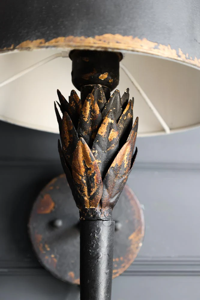 Aged Effect Black & Old Gold Torch Wall Light - Image 13