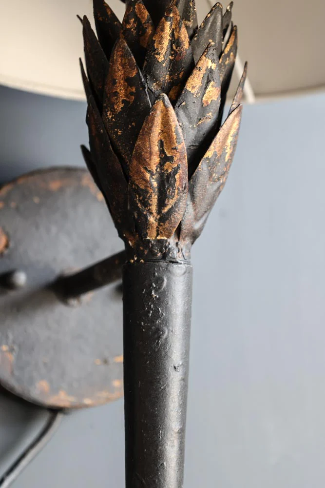 Aged Effect Black & Old Gold Torch Wall Light - Image 5