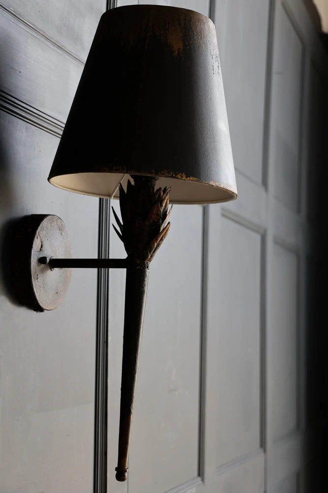Aged Effect Black & Old Gold Torch Wall Light - Image 9