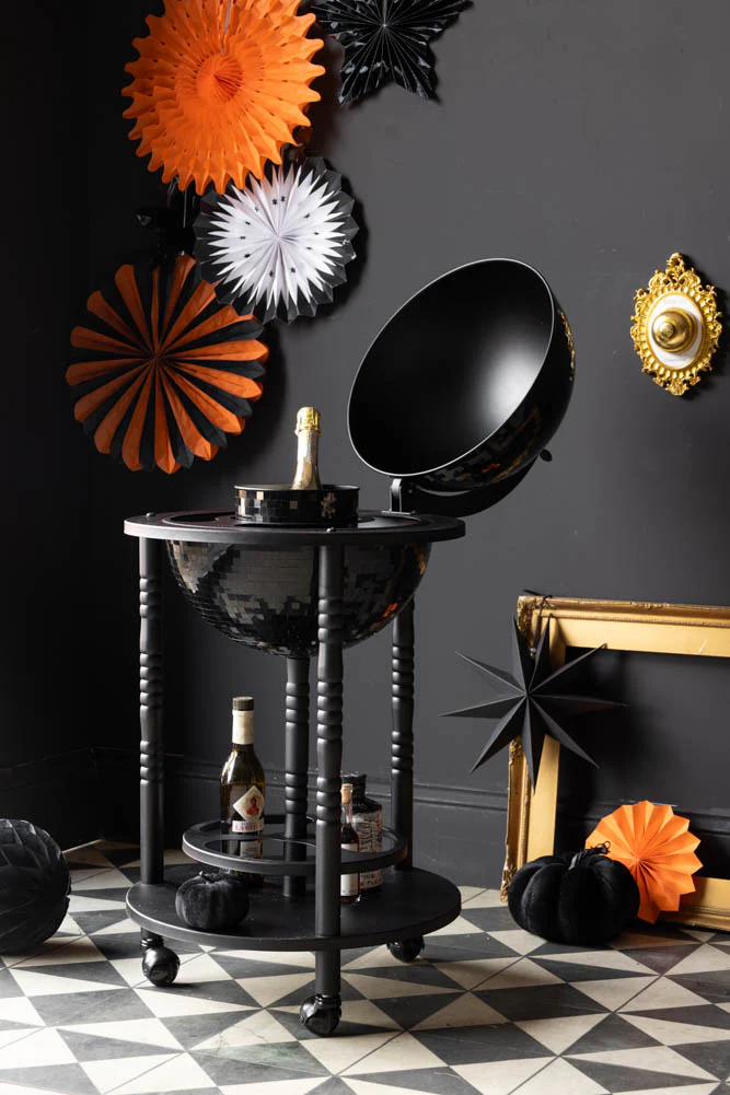 All-Black Disco Ball Drinks Trolley Cart