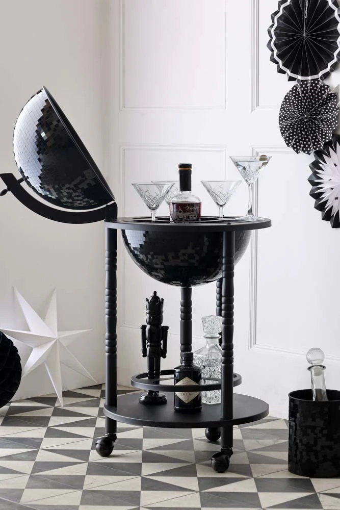 All-Black Disco Ball Drinks Trolley Cart - Image 3