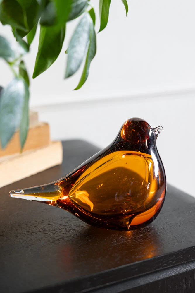 Amber Glass Bird Ornament