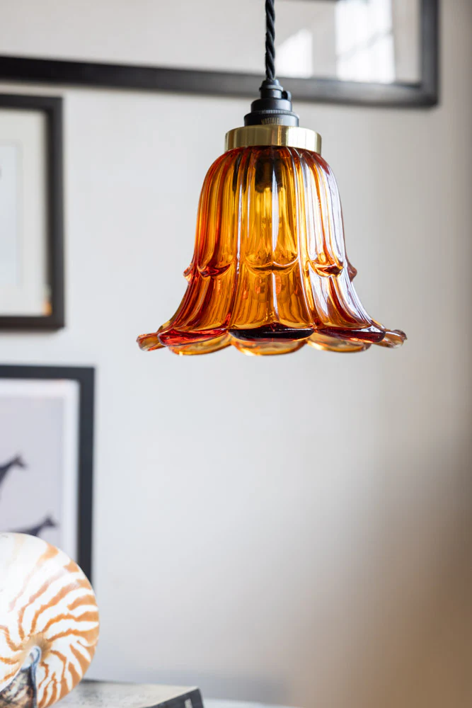 Amber Vintage-Style Glass Easyfit Ceiling Light Shade - Image 4