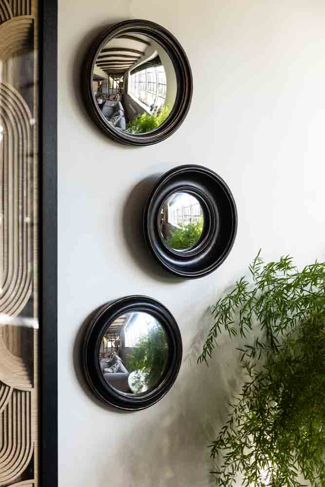 Antique Black Deep Framed Small Convex Mirror - Image 5