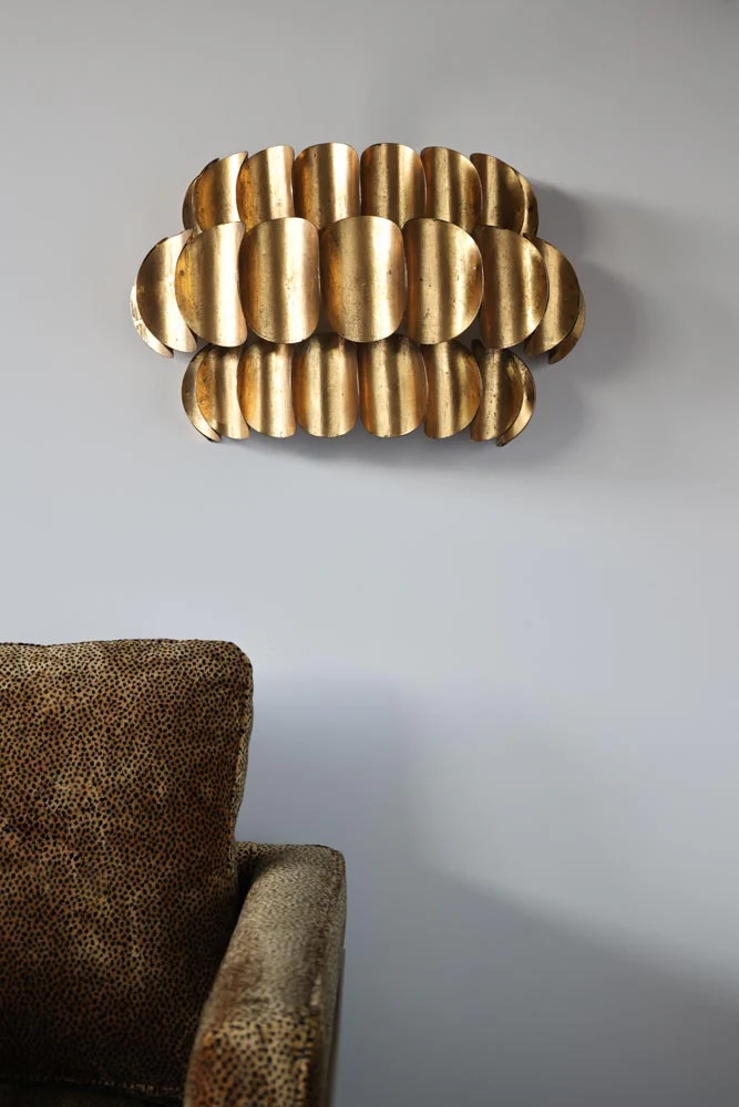 Antique Brass Curve Disc Wall Light - Image 3