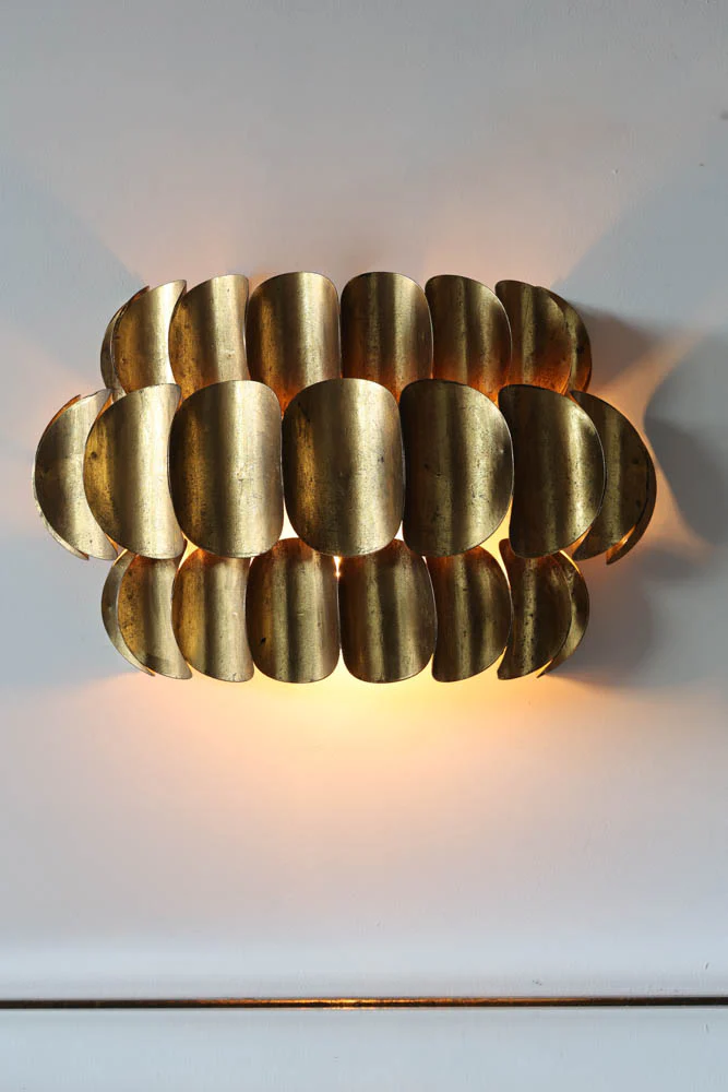 Antique Brass Curve Disc Wall Light - Image 4