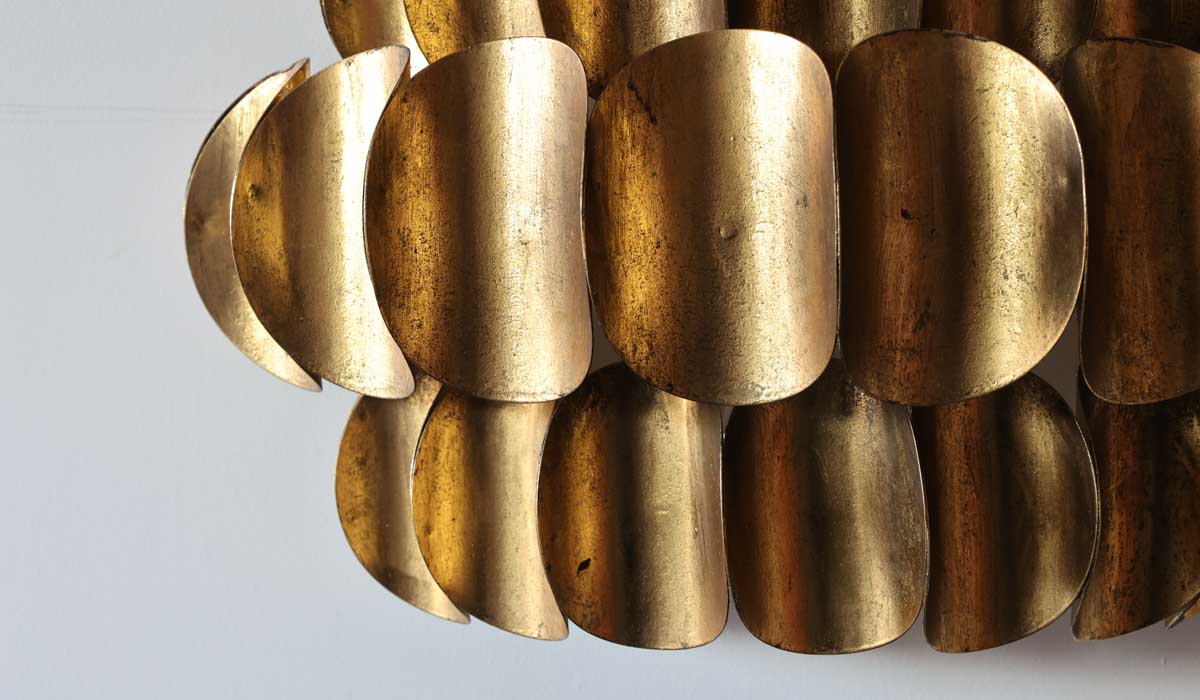 Antique Brass Curve Disc Wall Light - Image 9