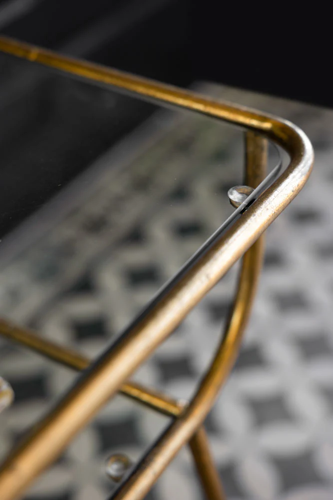 Antique Brass & Glass Side Table - Image 6