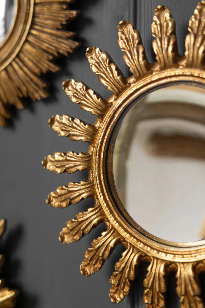 Antique Gold Decorative Frame Convex Mirror - Image 2