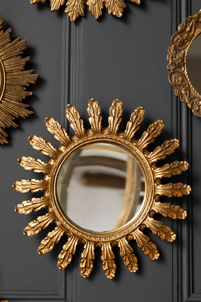 Antique Gold Decorative Frame Convex Mirror - Image 4