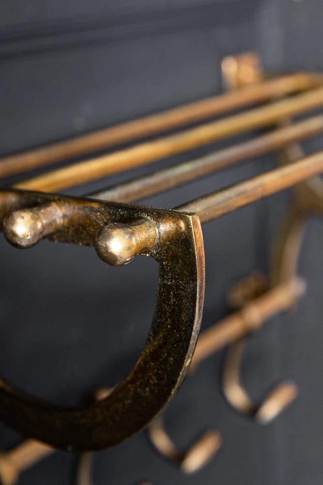 Antique Gold Luggage Rack With Coat Hooks - Image 3