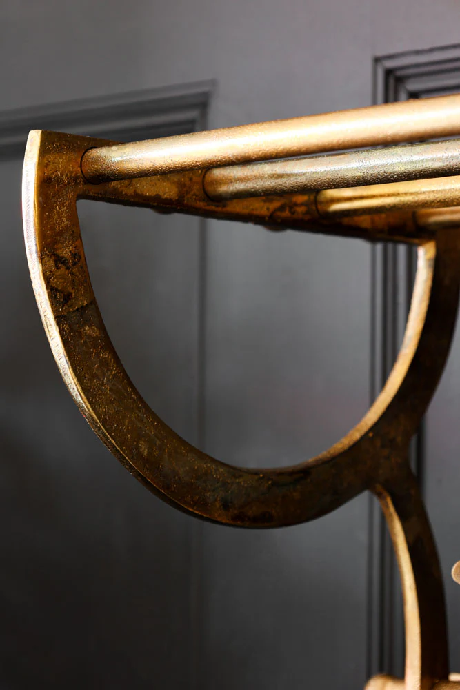 Antique Gold Luggage Rack With Coat Hooks - Image 4