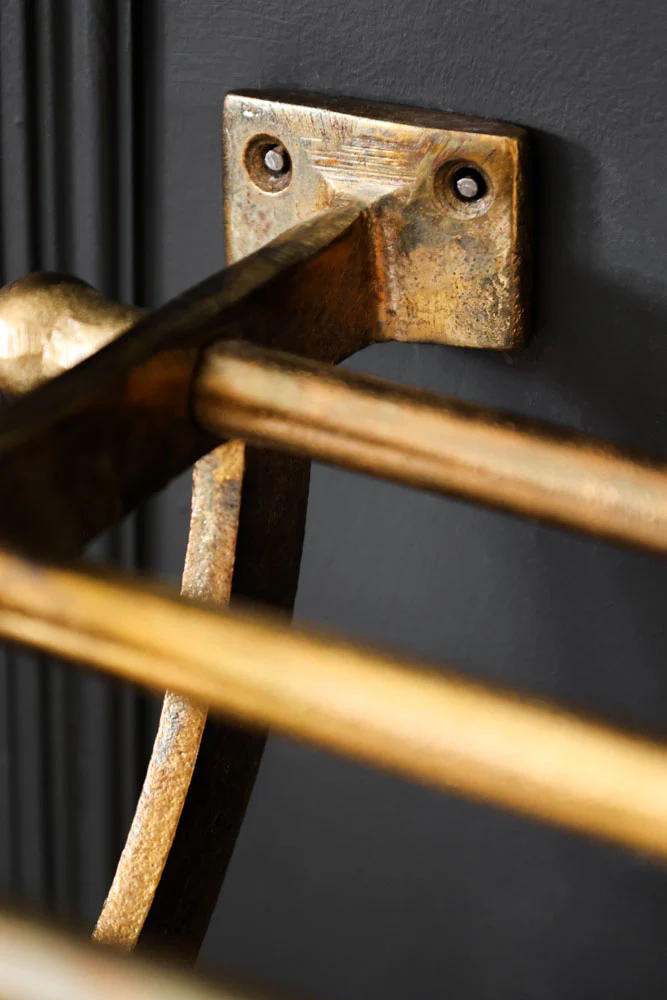 Antique Gold Luggage Rack With Coat Hooks - Image 6