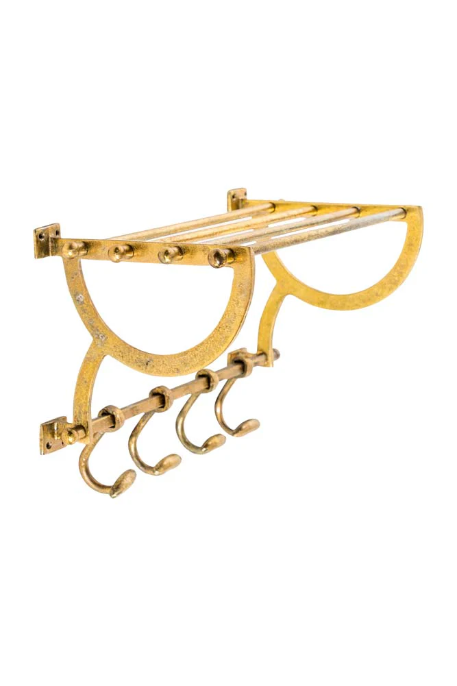Antique Gold Luggage Rack With Coat Hooks - Image 7