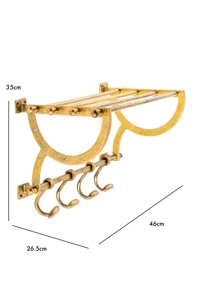 Antique Gold Luggage Rack With Coat Hooks - Image 8