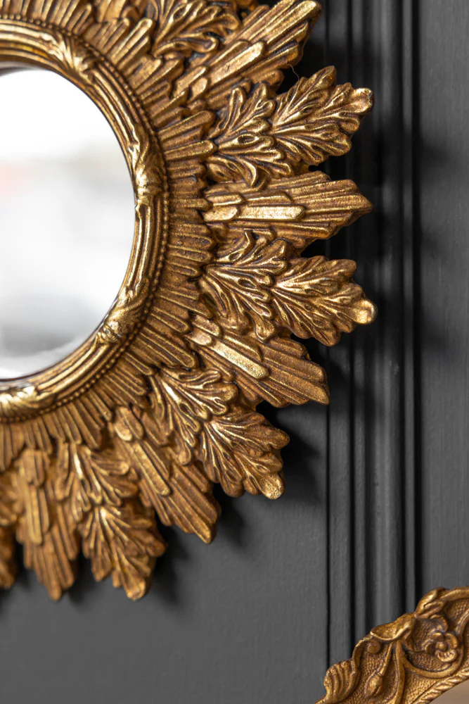 Antique Gold Ornate Leaf Small Mirror - Image 2