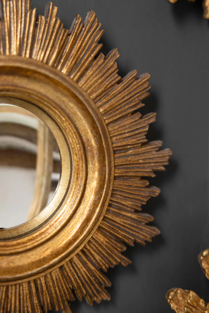 Antique Gold Small Sun Convex Mirror - Image 2