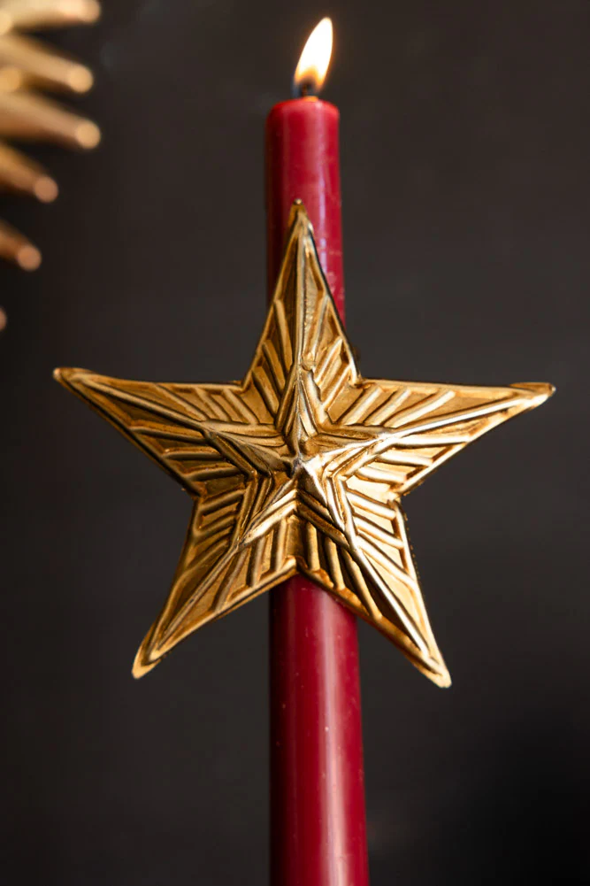 Antique Gold Star Dinner Candle Ring - Image 3