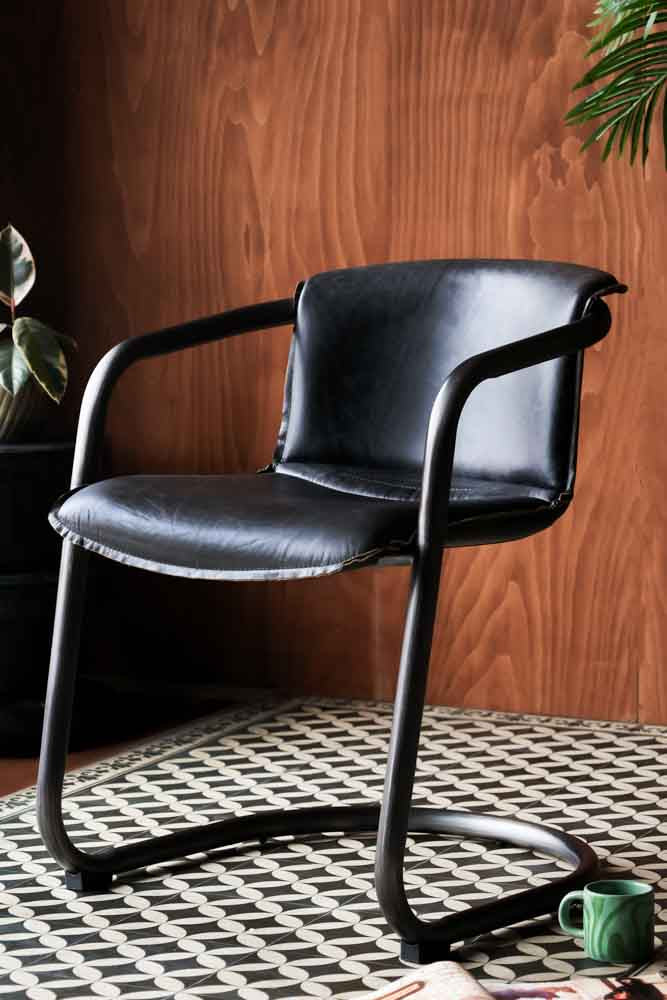Antique Slate Leather Chair - Image 2
