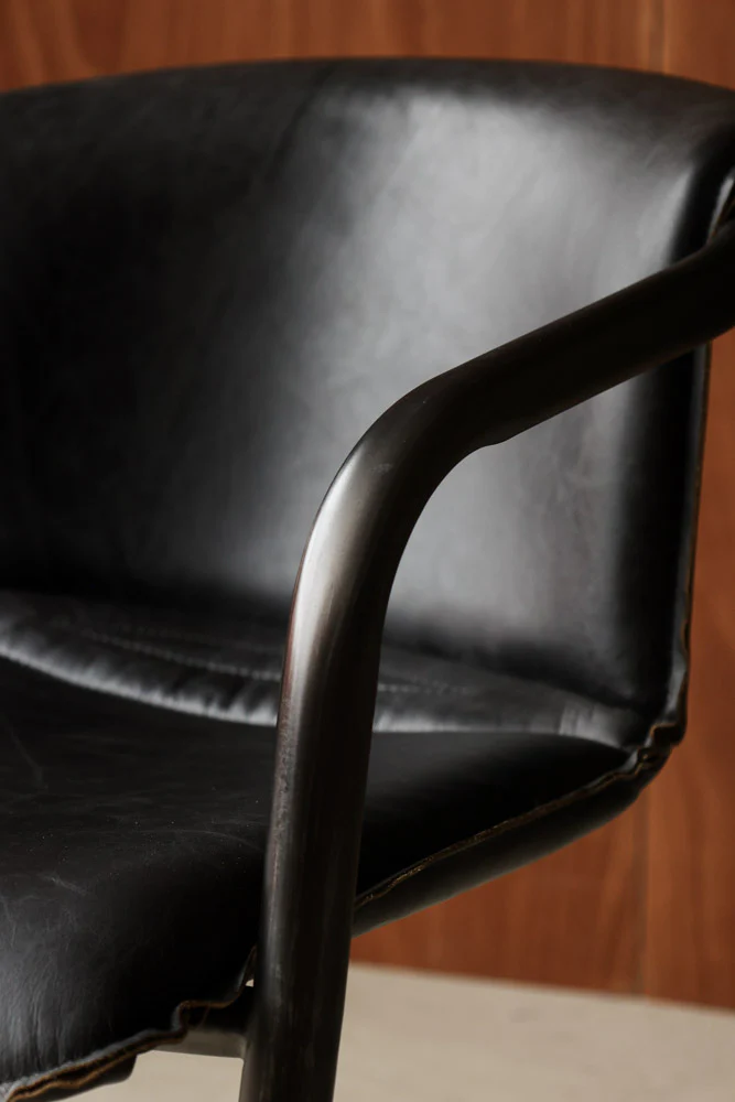 Antique Slate Leather Chair - Image 4