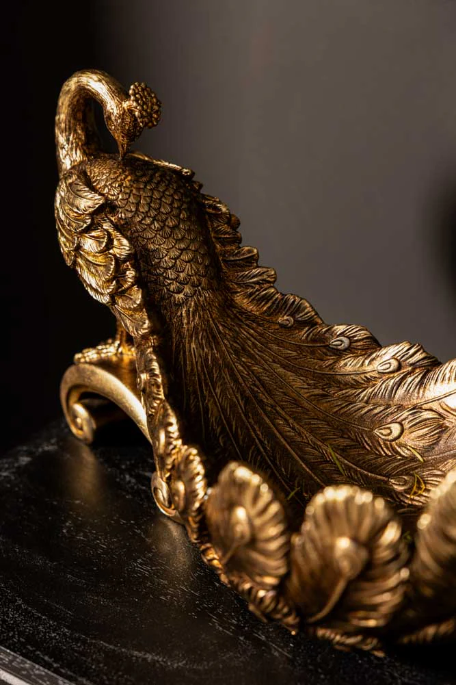 Antique-Style Gold Peacock Decorative Display Bowl - Image 8