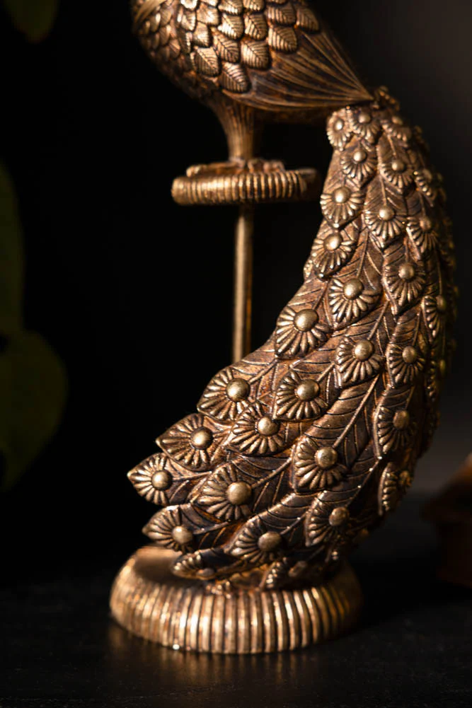 Antique-Style Gold Peacock Ornament - Image 3