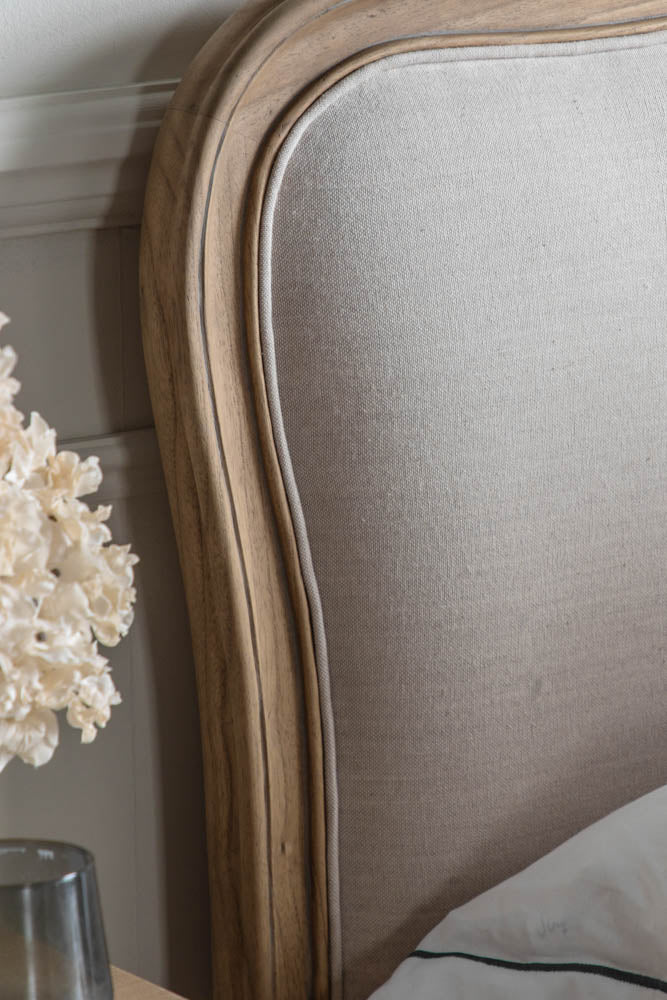 Antique-Style Luxury Linen & Wooden Bedframe - Available in Two Sizes - Image 3
