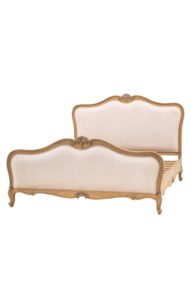 Antique-Style Luxury Linen & Wooden Bedframe - Available in Two Sizes - Image 6