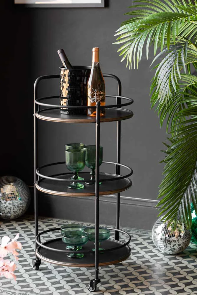 Antiqued-Style 3 Tier Metal Drinks Trolley - Image 2