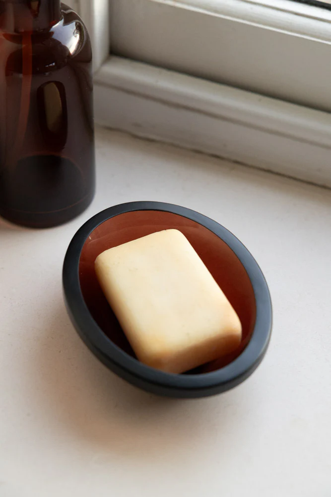 Apothecary-Style Amber Glass Soap Dish - Image 4