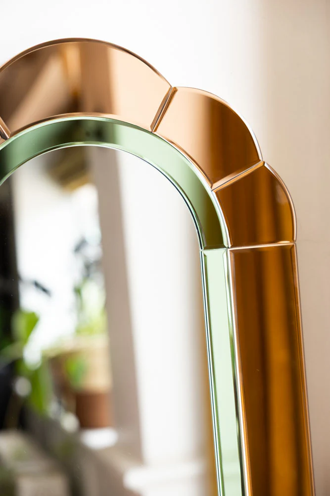 Art Deco Inspired Pretty Pink & Green Mirror - Image 3