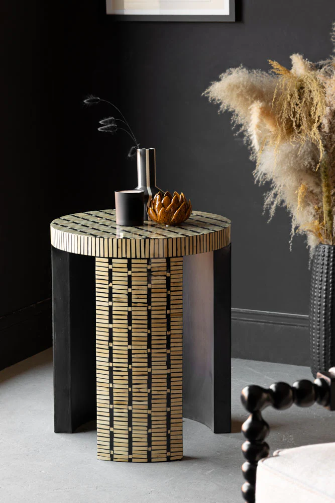 Bamboo Inlay Effect Side Table