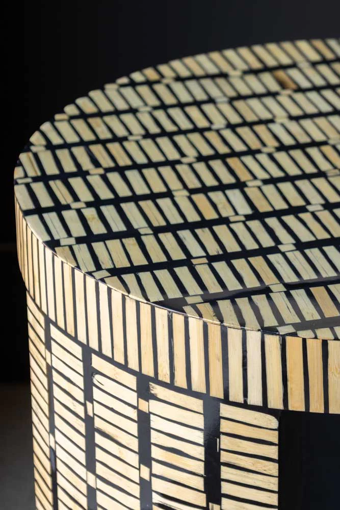 Bamboo Inlay Effect Side Table - Image 2
