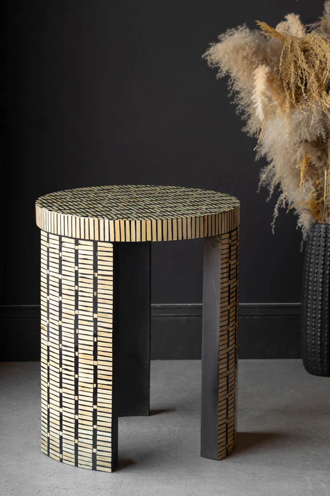 Bamboo Inlay Effect Side Table - Image 3